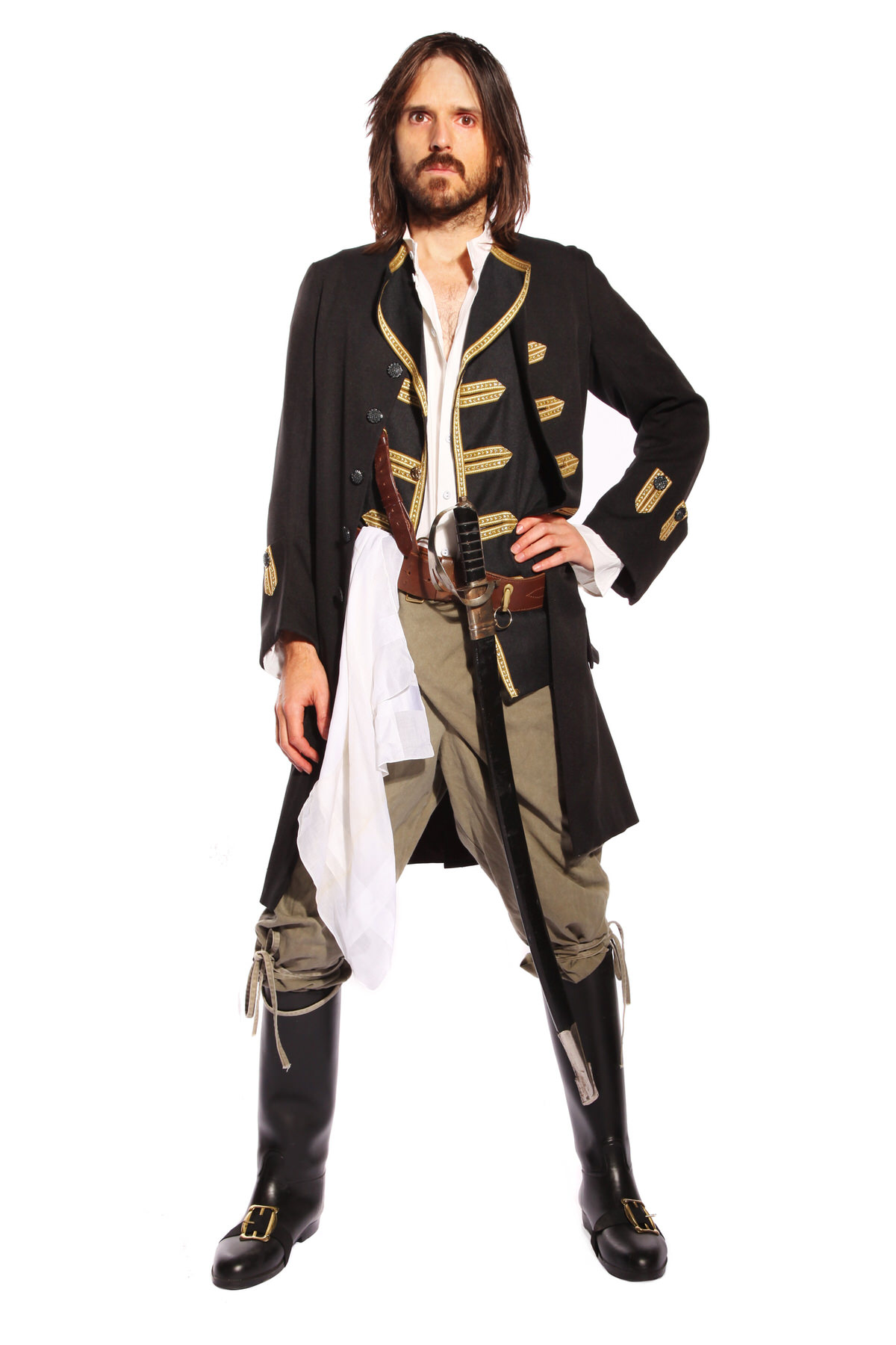 PIRATE MAN COSTUME W NAVAL STYLE FROCK COAT